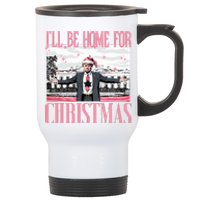 ILl Be Home For Christmas Funny Santa Claus Trump 2024 Stainless Steel Travel Mug