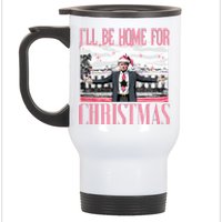 ILl Be Home For Christmas Funny Santa Claus Trump 2024 Stainless Steel Travel Mug