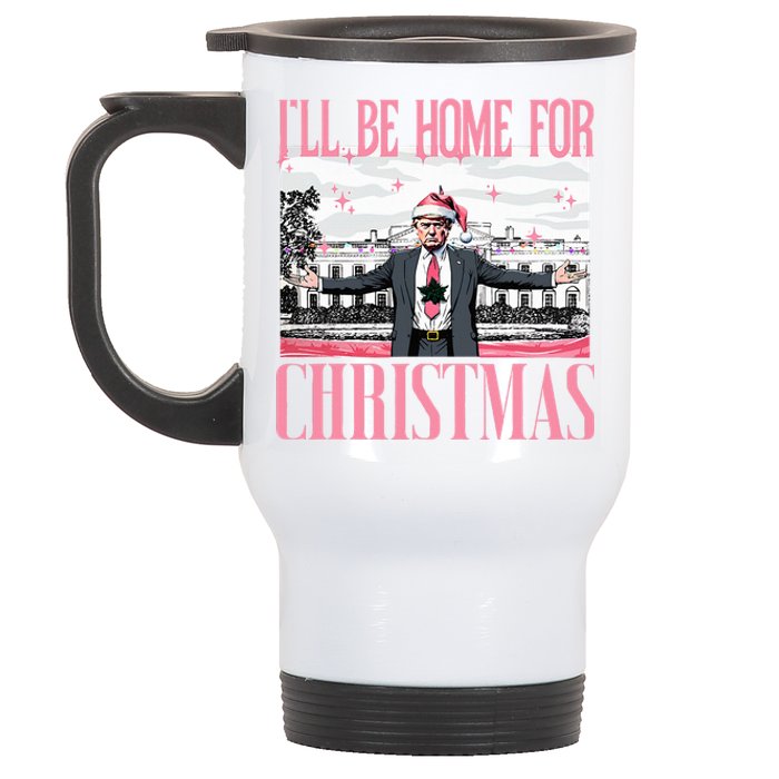 ILl Be Home For Christmas Funny Santa Claus Trump 2024 Stainless Steel Travel Mug