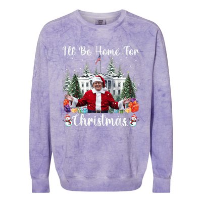 Ill Be Home For Christmas Funny Santa Claus Trump 2024 Colorblast Crewneck Sweatshirt