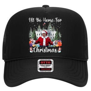 Ill Be Home For Christmas Funny Santa Claus Trump 2024 High Crown Mesh Back Trucker Hat