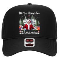 Ill Be Home For Christmas Funny Santa Claus Trump 2024 High Crown Mesh Back Trucker Hat