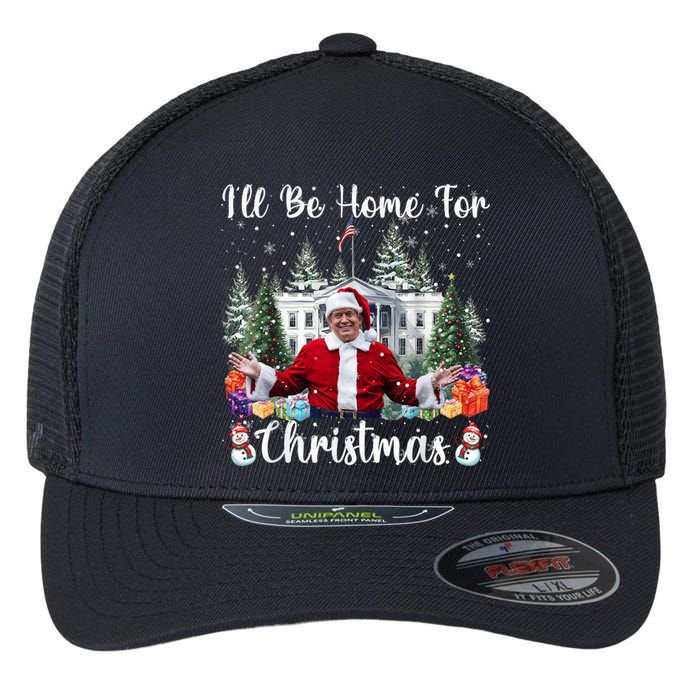 Ill Be Home For Christmas Funny Santa Claus Trump 2024 Flexfit Unipanel Trucker Cap