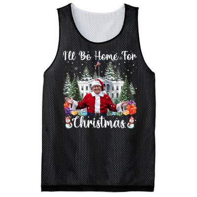 Ill Be Home For Christmas Funny Santa Claus Trump 2024 Mesh Reversible Basketball Jersey Tank