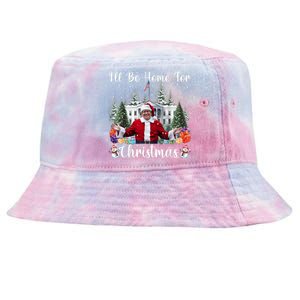 Ill Be Home For Christmas Funny Santa Claus Trump 2024 Tie-Dyed Bucket Hat