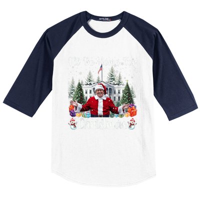 Ill Be Home For Christmas Funny Santa Claus Trump 2024 Baseball Sleeve Shirt