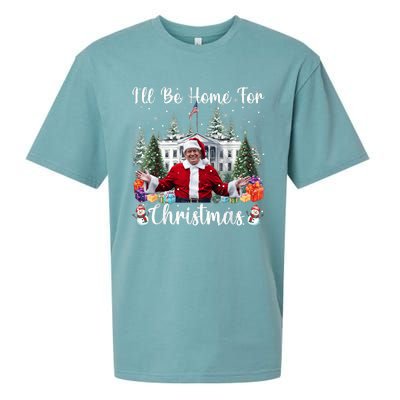 Ill Be Home For Christmas Funny Santa Claus Trump 2024 Sueded Cloud Jersey T-Shirt