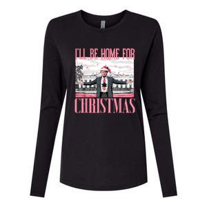 ILl Be Home For Christmas Funny Santa Claus Trump 2024 Womens Cotton Relaxed Long Sleeve T-Shirt