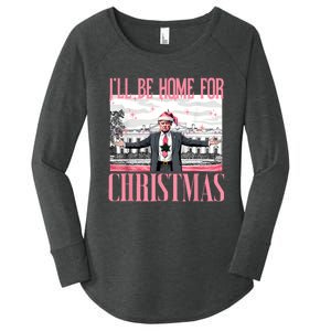 ILl Be Home For Christmas Funny Santa Claus Trump 2024 Women's Perfect Tri Tunic Long Sleeve Shirt