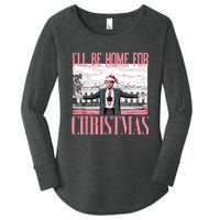 ILl Be Home For Christmas Funny Santa Claus Trump 2024 Women's Perfect Tri Tunic Long Sleeve Shirt