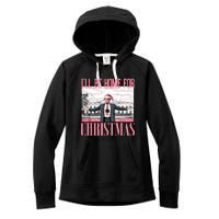 ILl Be Home For Christmas Funny Santa Claus Trump 2024 Women's Fleece Hoodie