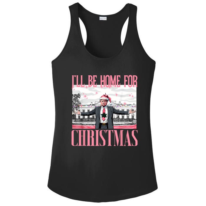 ILl Be Home For Christmas Funny Santa Claus Trump 2024 Ladies PosiCharge Competitor Racerback Tank