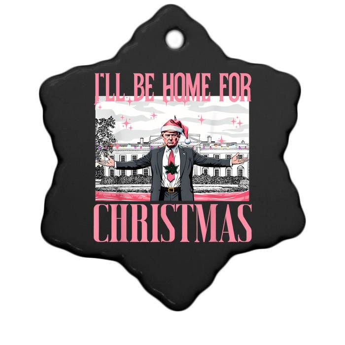 ILl Be Home For Christmas Funny Santa Claus Trump 2024 Ceramic Star Ornament