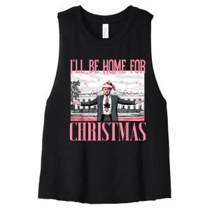 ILl Be Home For Christmas Funny Santa Claus Trump 2024 Women's Racerback Cropped Tank