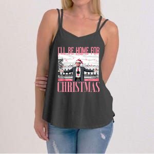 ILl Be Home For Christmas Funny Santa Claus Trump 2024 Women's Strappy Tank