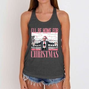 ILl Be Home For Christmas Funny Santa Claus Trump 2024 Women's Knotted Racerback Tank