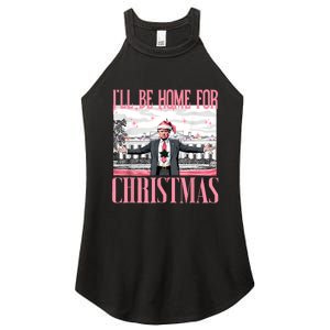 ILl Be Home For Christmas Funny Santa Claus Trump 2024 Women's Perfect Tri Rocker Tank