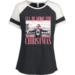 ILl Be Home For Christmas Funny Santa Claus Trump 2024 Enza Ladies Jersey Colorblock Tee