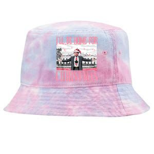 ILl Be Home For Christmas Funny Santa Claus Trump 2024 Tie-Dyed Bucket Hat