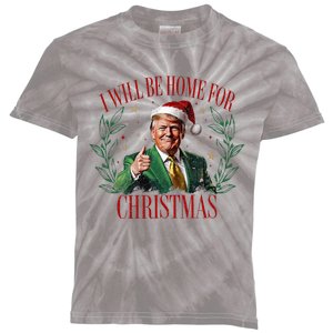 ILl Be Home For Christmas Funny Santa Claus Trump 2024 Kids Tie-Dye T-Shirt