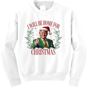 ILl Be Home For Christmas Funny Santa Claus Trump 2024 Kids Sweatshirt