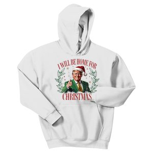 ILl Be Home For Christmas Funny Santa Claus Trump 2024 Kids Hoodie