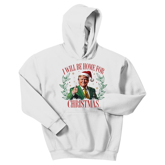 ILl Be Home For Christmas Funny Santa Claus Trump 2024 Kids Hoodie