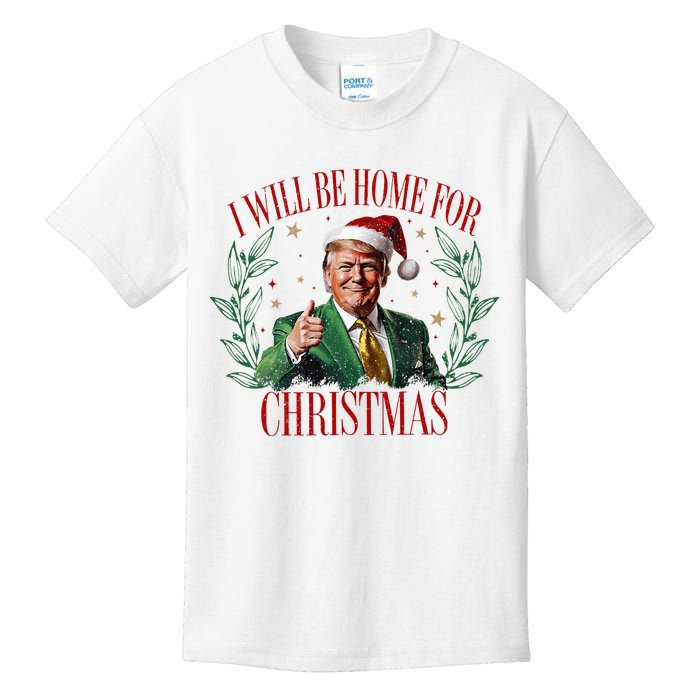 ILl Be Home For Christmas Funny Santa Claus Trump 2024 Kids T-Shirt