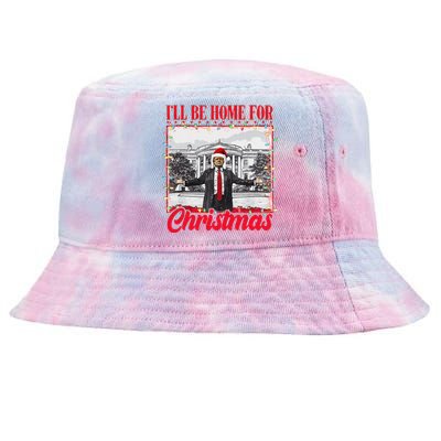 ILl Be Home For Christmas Santa Funny Xmas Pajamas Tie-Dyed Bucket Hat