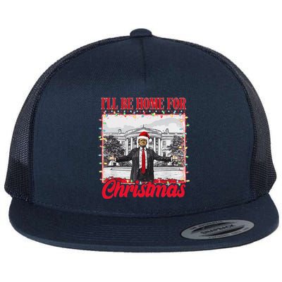 ILl Be Home For Christmas Santa Funny Xmas Pajamas Flat Bill Trucker Hat