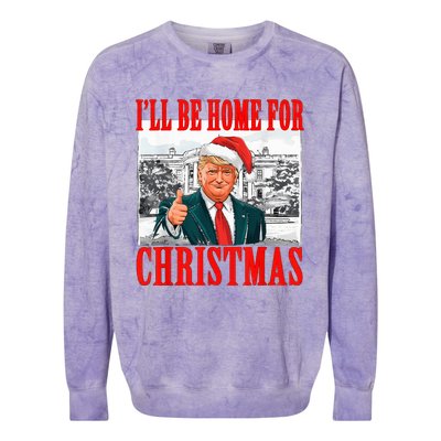 ILl Be Home For Christmas Santa Funny Trump Xmas Pajamas Colorblast Crewneck Sweatshirt