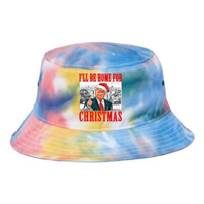 ILl Be Home For Christmas Santa Funny Trump Xmas Pajamas Tie Dye Newport Bucket Hat