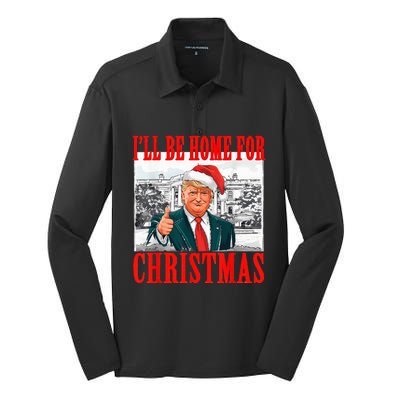 ILl Be Home For Christmas Santa Funny Trump Xmas Pajamas Silk Touch Performance Long Sleeve Polo