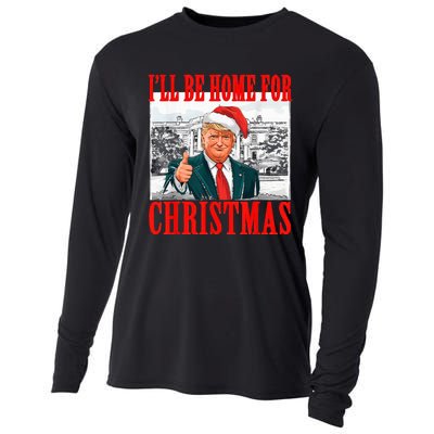 ILl Be Home For Christmas Santa Funny Trump Xmas Pajamas Cooling Performance Long Sleeve Crew