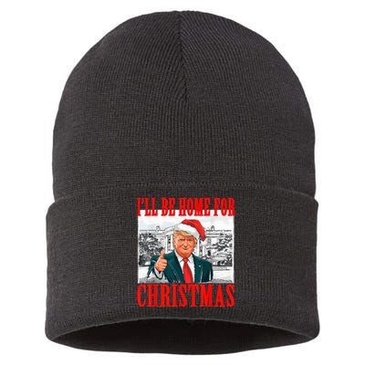 ILl Be Home For Christmas Santa Funny Trump Xmas Pajamas Sustainable Knit Beanie