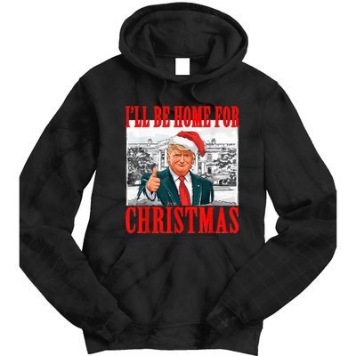 ILl Be Home For Christmas Santa Funny Trump Xmas Pajamas Tie Dye Hoodie