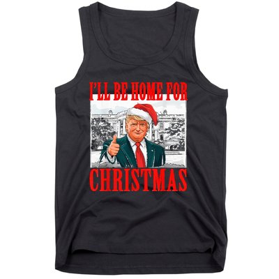 ILl Be Home For Christmas Santa Funny Trump Xmas Pajamas Tank Top