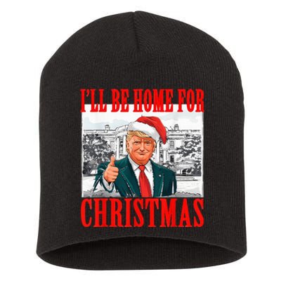 ILl Be Home For Christmas Santa Funny Trump Xmas Pajamas Short Acrylic Beanie