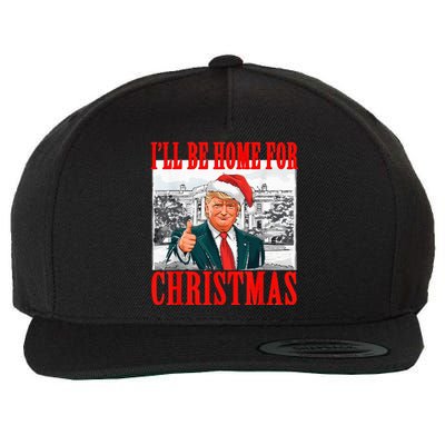 ILl Be Home For Christmas Santa Funny Trump Xmas Pajamas Wool Snapback Cap