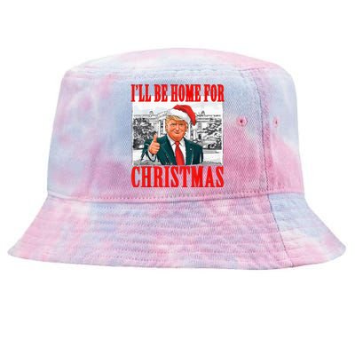 ILl Be Home For Christmas Santa Funny Trump Xmas Pajamas Tie-Dyed Bucket Hat