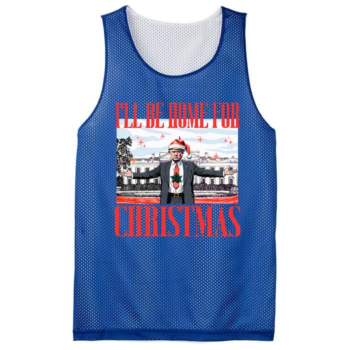 ILl Be Home For Christmas Santa Funny Trump Xmas Mesh Reversible Basketball Jersey Tank