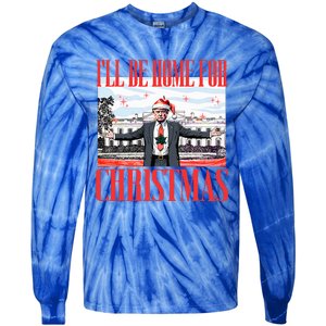 ILl Be Home For Christmas Santa Funny Trump Xmas Tie-Dye Long Sleeve Shirt