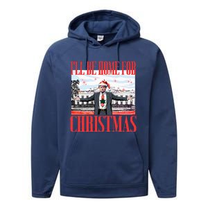 ILl Be Home For Christmas Santa Funny Trump Xmas Performance Fleece Hoodie