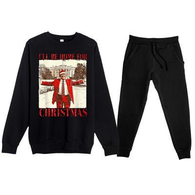 Ill Be Home For Christmas Santa Trump Funny Holiday Premium Crewneck Sweatsuit Set