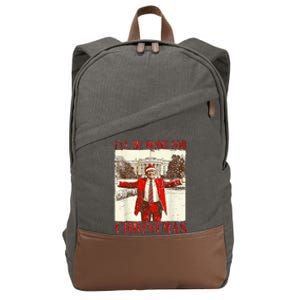 Ill Be Home For Christmas Santa Trump Funny Holiday Cotton Canvas Backpack