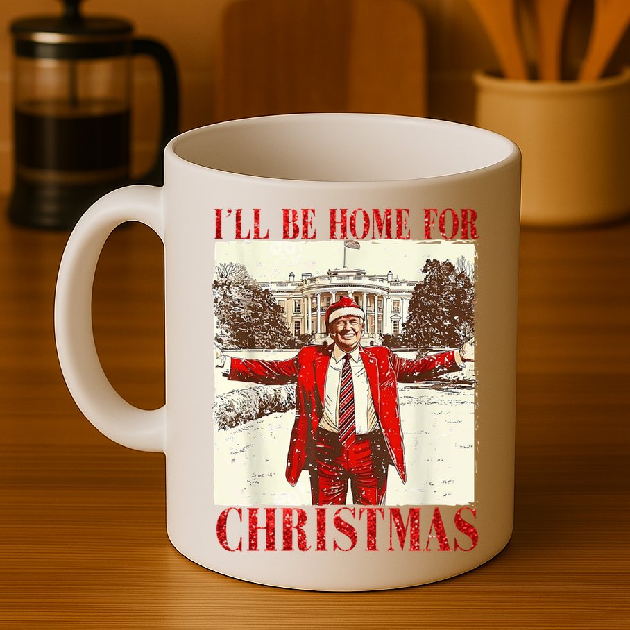 Ill Be Home For Christmas Santa Trump Funny Holiday Mug