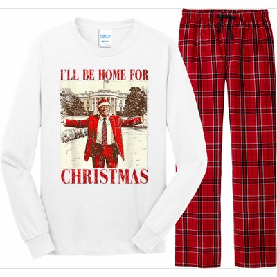 Ill Be Home For Christmas Santa Trump Funny Holiday Long Sleeve Pajama Set