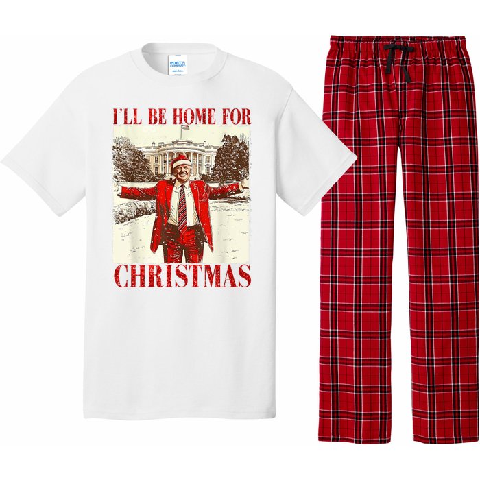 Ill Be Home For Christmas Santa Trump Funny Holiday Pajama Set