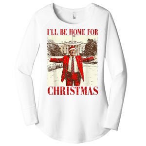 Ill Be Home For Christmas Santa Trump Funny Holiday Women's Perfect Tri Tunic Long Sleeve Shirt