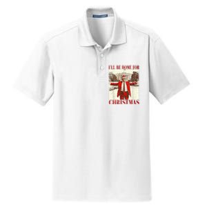 Ill Be Home For Christmas Santa Trump Funny Holiday Dry Zone Grid Polo